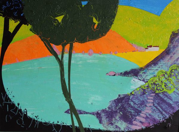 Agua Blava 29cm x 39cm Acryic on paper 2017 Sold Matthew Rees Artist
