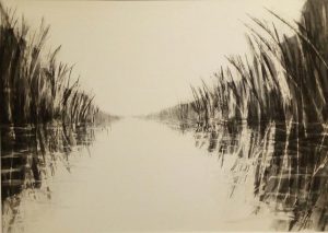 Canal Drawing II 52cm x 70cm Charcoal on paper Available £350 Matthew Rees Artist
