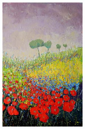 Late Spring Wild Field 52cm x 70cm Acrylic on canvas 2017 Available £1500 framed (Prints Available)