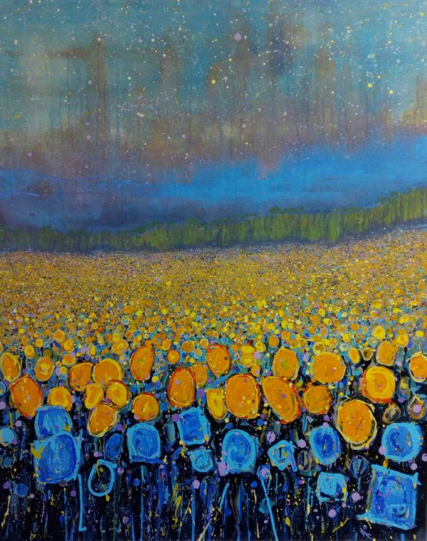 Milky Way Sunflowers 101cm x 127cm Acrylc on Canvas SOLD Prints Available Matthew Rees Artist